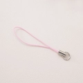 Pink woven phone lanyard strap with silver metal ring for keys and DIY accessories - Pink