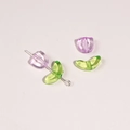 DIY jewelry tulip beads made of purple acrylic and green leaf accents with metal pins - 20 Sets/Pack (Flower Approx. 9x9mm, Leaf Approx. 14x7mm) / Purple