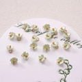 Mini lily of the valley resin flower pendants in pearlescent light green with gold beads - Five-Petal Flower / 5 Pieces/Pack (7mm) / Green