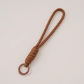Brown woven paracord keychain with a matching matte round snap hook for bags - Total length approx 16cm keychain diameter approx 23mm / Dark Brown