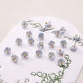 Light blue resin lily of the valley flower charm with golden center for DIY jewelry - Five-Petal Flower / 5 Pieces/Pack (7mm) / Blue