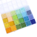 24-grid DIY glass seed bead kit with vibrant multicolor beads for jewelry making - Yellow Green Blue Mix