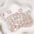 12mm light pink and green ribbed pumpkin glass beads displayed on a white star plate - 12mm (Hole 1.2mm, 5 Pieces/Pack) / Pink and Green