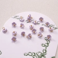 Mini lavender lily of the valley resin flower charms with golden beads for DIY jewelry - Five-Petal Flower / 5 Pieces/Pack (7mm) / Purple