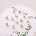 Mini lily of the valley resin flower pendant with gold core for DIY jewelry making - Four-Petal Flower / 5 Pieces/Pack (5mm) / Pearl White