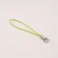 Neon green woven polyester phone lanyard with silver metal spring buckle and ring fastener - Fruit Green