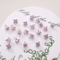 Lavender resin flower charms with golden center beads and hanging rings for DIY jewelry - Four-Petal Flower / 5 Pieces/Pack (5mm) / Purple