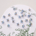 Mini light blue lily of the valley flower pendants with golden loops for DIY jewelry - Four-Petal Flower / 5 Pieces/Pack (5mm) / Blue