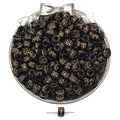 Flat round black acrylic beads with golden floral pattern for DIY jewelry making - Cylindrical Pattern Style
