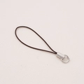 Dark brown polyester phone lanyard strap with silver metal ring for DIY accessories - Total length approx. 58mm, Cord length approx. 45mm, 20 Pieces/Pack / Coffee