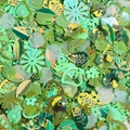 Mixed green sequins including hearts and stars for DIY crafts and decorations - Green Shaped Sequins (Spec 1)