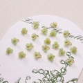 Light green resin lily of the valley flower pendant with gold core for DIY jewelry - Three-Petal Flower / 5 Pieces/Pack (6mm) / Iridescent Green