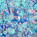 Iridescent mixed shape sequins in blue and pink for DIY garment accessories - Blue Shaped Sequins Set