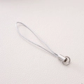 Braided polyester phone lanyard with silver metal ring and cylindrical connector - Silver Thread