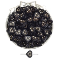 DIY black heart acrylic beads with gold outline and center hole for jewelry making - Double Sided Heart Style