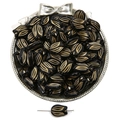 Vintage black acrylic tulip beads with gold painted lines for DIY jewelry making - Tulip Style