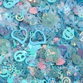 Mixed blue and pink shaped sequins with stars, hearts and flowers for DIY crafts - Blue Fun Shaped Sequins