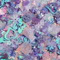 Colorful iridescent sequins in flower and heart shapes for DIY jewelry and crafts - Purple Shaped Sequins Set