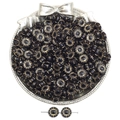 French vintage black and gold acrylic barrel beads for DIY jewelry making - Flower Shape Flat Round Style