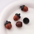 Handcrafted acorn-shaped sandalwood container with a screw-top design for DIY jewelry - Ebony With Sandalwood Style (01#) / 1 Piece/Pack (21x31mm, Approx 1.2mm Hole)