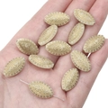 Perle ovali in acrilico beige stile vintage con motivi dorati per creazione gioielli fai-da-te - Perlina Ovale Piatta con Motivo