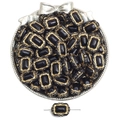 Vintage style rectangular acrylic beads with black finish and golden engraved borders - Square Sunglasses Style