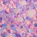 Mix of pink and purple iridescent sequins in heart, shell, and star shapes for DIY - Pink Starry Night Sequins