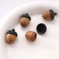 Sandalwood acorn storage pendants with screw caps for DIY jewelry and small items - Ebony With Green Sandalwood Style (03#) / 1 Piece/Pack (21x31mm, Approx 1.2mm Hole)