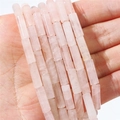 Perles cylindriques en quartz rose naturel polies pour la création de bijoux DIY - Tube 4x13mm Trou 0.8mm 38cm Par Fil Environ 30 Perles / Quartz Rose Naturel