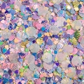 Colorful mixed shapes DIY sequins including shells and hearts with macaron glitters - Yellow Purple Shaped Sequins