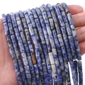 Perles cylindriques en sodalite naturelle polie pour la création de bijoux - Tube 4x13mm Trou 0.8mm 38cm Par Fil Environ 30 Perles / Sodalite bleue