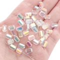 Irisierende AB Rechteck-Glaskristallperlen für DIY-Schmuck und Handyketten - Transparent