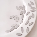 Ciondolo ovale in acciaio inossidabile argento con foro per gioielli fai-da-te - Ovale Foro Singolo / 6x15mm (20 Pezzi/Confezione) / Color Acciaio
