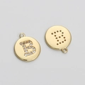 Golden 14K gold-plated letter B round pendant with micro-set zircon stones for DIY jewelry - Letter B