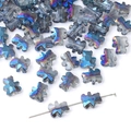 Faceted bear-shaped crystal beads in iridescent grey and blue for DIY jewelry making - 10Pcs/Pack / Blue