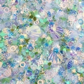 Mixed DIY sequins set with shell flower and star shapes in pastel iridescent colors - Green Iridescent Deco Set