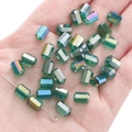 Deep green faceted rectangle glass beads with rainbow AB coating for DIY jewelry making - Dark Green