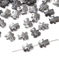 Deep gray faceted bear-shaped glass beads with horizontal holes for jewelry DIY - 10Pcs/Pack / Gray