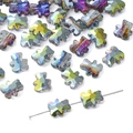 8x10mm iridescent bear-shaped glass beads with faceted AB coating for DIY jewelry making - 10Pcs/Pack / Purple