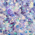 Mixed iridescent DIY sequins in star and shell shapes with laser purple and blue finish - Purple Iridescent Deco Set