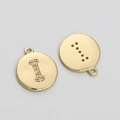 14K gold plated circular letter I charm with cubic zirconia for jewelry making - Letter I