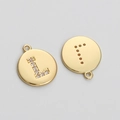 14K gold plated letter L round pendant with micro-set zircons for DIY jewelry making - Letter L