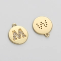 14K gold plated round letter M pendant with zircon inlay for jewelry making - Letter M