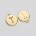 14K gold plated circular letter T pendant with micro-pave cubic zirconia for DIY jewelry - Letter T