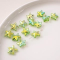 Perline a stella in vetro verde chiaro con finitura AB per creazioni di gioielli DIY - Perla Stella Marina / 15mm (5 Pezzi/Confezione) / Verde Cangiante