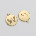 14K gold plated letter W pendant with sparkling cubic zirconia inlay for DIY jewelry - Letter W