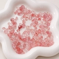 Polierte natürliche rosa Quarzperlen in einer weißen Wolkenschale aus Keramik - Wassermelonenrot (5-8mm) / 20er Set