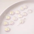 Perle in vetro a forma di conchiglia con finitura AB cangiante per gioielli fai da te - Perlina Lumaca / 12mm (5 Pezzi/Confezione) / Bianco Iridescente