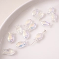 Perline a forma di pesce in vetro galvanizzato AB per gioielli fai-da-te in bianco aurora - Perla Pesce / 8x15mm (5 Pezzi/Confezione) / Bianco Iridescente