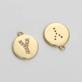 14K gold plated letter Y round charm pendant with zircon inlay for jewelry making - Letter Y